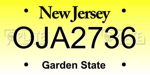 OJA2736 New Jersey License Plate