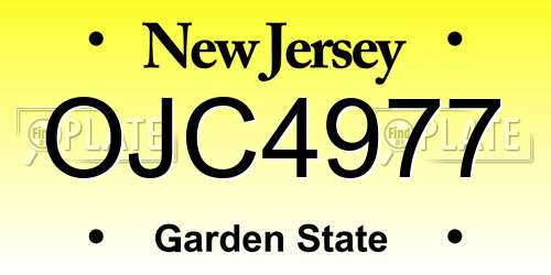 OJC4977 New Jersey License Plate
