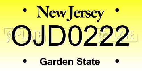 OJD0222 New Jersey License Plate