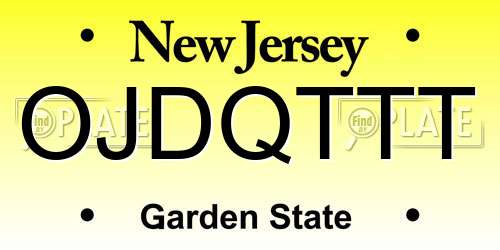 OJDQTTT New Jersey License Plate