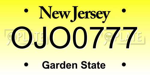OJO0777 New Jersey License Plate
