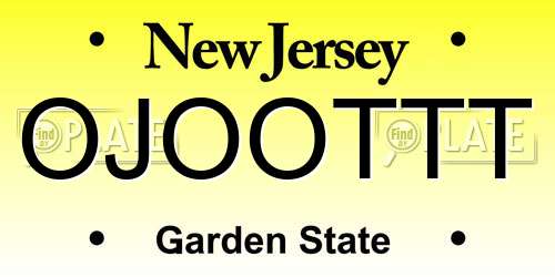 OJOOTTT New Jersey License Plate
