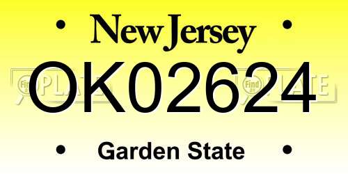 OK02624 New Jersey License Plate