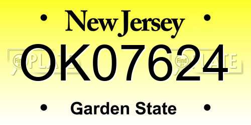 OK07624 New Jersey License Plate