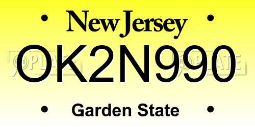 OK2N990 New Jersey License Plate