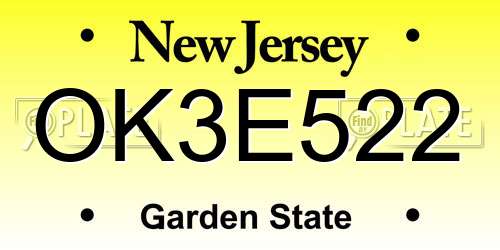 OK3E522 New Jersey License Plate