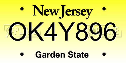 OK4Y896 New Jersey License Plate
