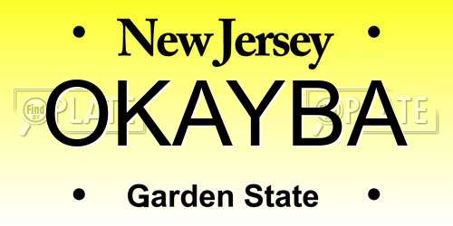 OKAYBA New Jersey License Plate