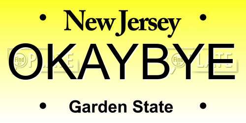 OKAYBYE New Jersey License Plate