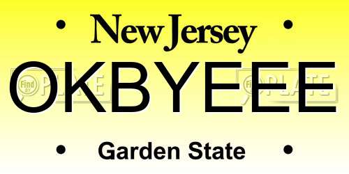 OKBYEEE New Jersey License Plate