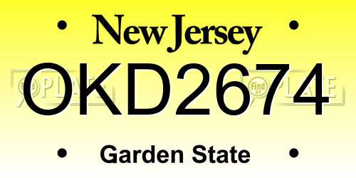 OKD2674 New Jersey License Plate
