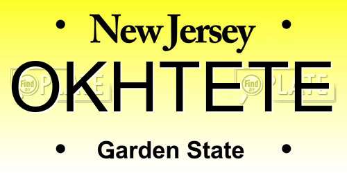 OKHTETE New Jersey License Plate