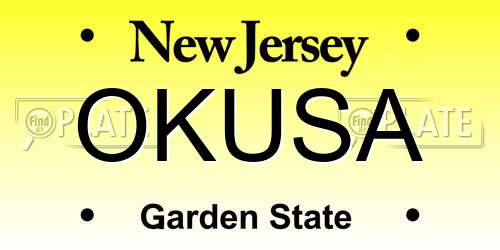 OKUSA New Jersey License Plate