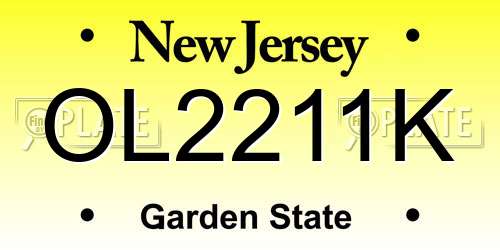 OL2211K New Jersey License Plate