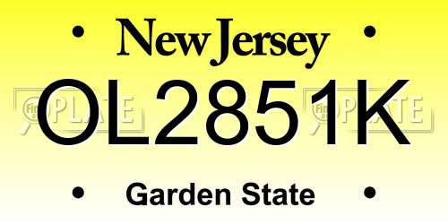 OL2851K New Jersey License Plate