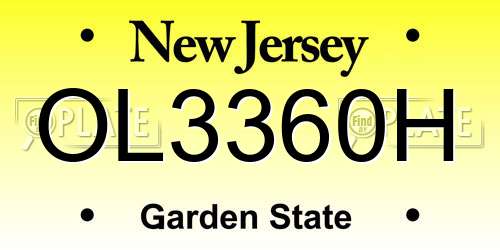 OL3360H New Jersey License Plate