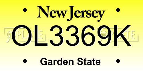 OL3369K New Jersey License Plate