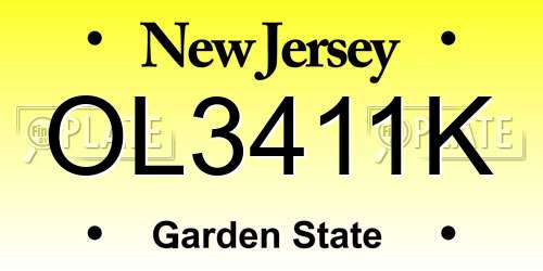 OL3411K New Jersey License Plate