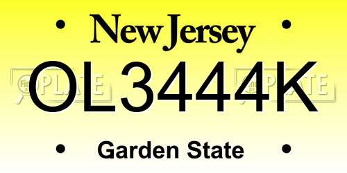 OL3444K New Jersey License Plate