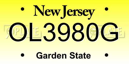 OL3980G New Jersey License Plate
