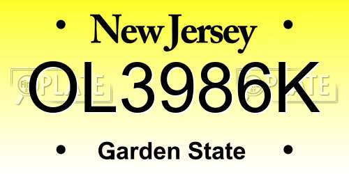 OL3986K New Jersey License Plate