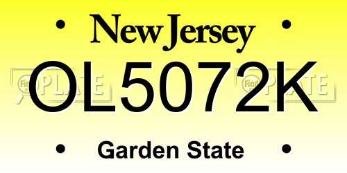 OL5072K New Jersey License Plate
