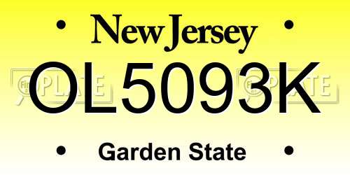 OL5093K New Jersey License Plate