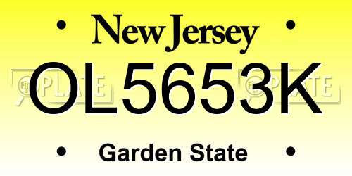 OL5653K New Jersey License Plate