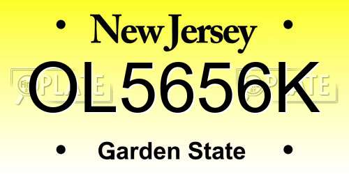 OL5656K New Jersey License Plate