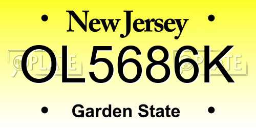 OL5686K New Jersey License Plate