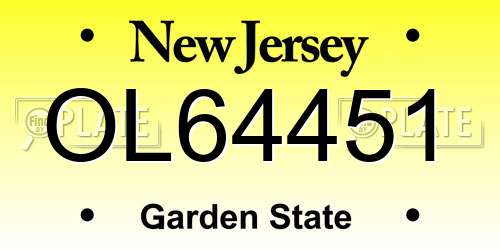 OL64451 New Jersey License Plate