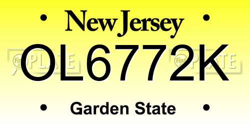 OL6772K New Jersey License Plate