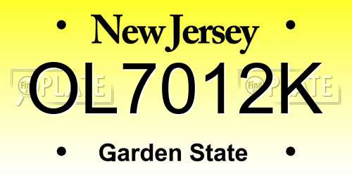 OL7012K New Jersey License Plate