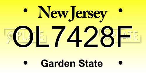 OL7428F New Jersey License Plate