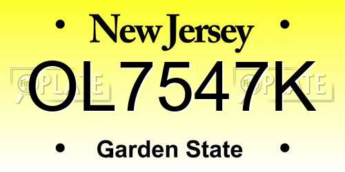 OL7547K New Jersey License Plate