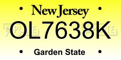OL7638K New Jersey License Plate