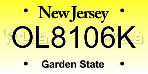 OL8106K New Jersey License Plate