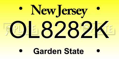 OL8282K New Jersey License Plate