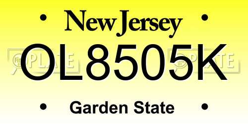 OL8505K New Jersey License Plate