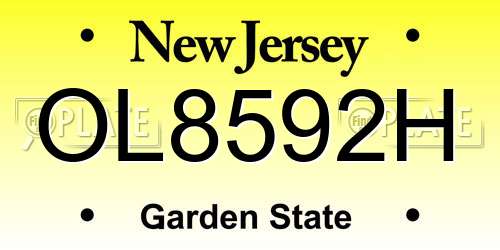 OL8592H New Jersey License Plate