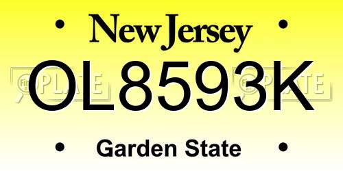 OL8593K New Jersey License Plate