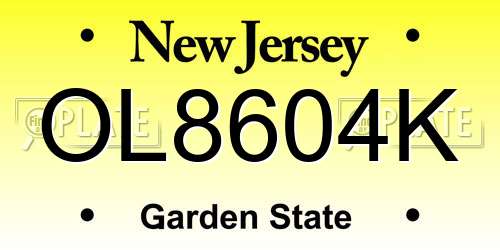 OL8604K New Jersey License Plate