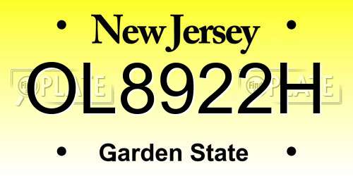 OL8922H New Jersey License Plate