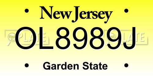 OL8989J New Jersey License Plate