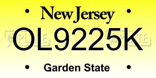 OL9225K New Jersey License Plate