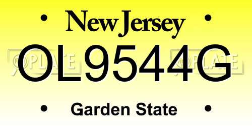 OL9544G New Jersey License Plate