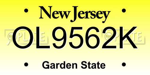 OL9562K New Jersey License Plate