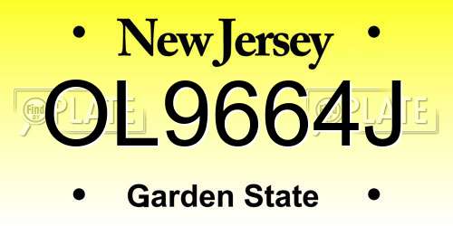 OL9664J New Jersey License Plate