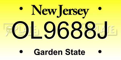 OL9688J New Jersey License Plate