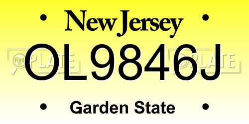 OL9846J New Jersey License Plate